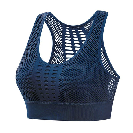 Women Mesh Sports Bras Fitness Gym Running Underwear Shockproof Bra Wireless Crop Top Breathable Yoga Bra