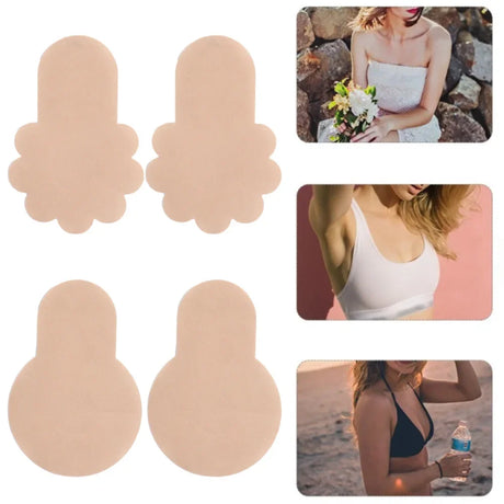 10Pcs Push Up Bras Self Adhesive Silicone Strapless Invisible Bra Women Reusable Sticky Breast Lift Bra Pads Petal Nipple Covers