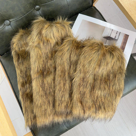 New Y2k Faux Fur Leg Warmers Spicy Girl Harajuku Winter Warm Furry Boots Cover Socks Jk Vintage Hiphop Cosplay Socks Accessories