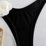 Sexy Flower Bandeau Swimwear Thong Bikini Women Lace-up Swimsuits Swimming Bathing Suit Brazilian Bikinis Set Mujer Biquini