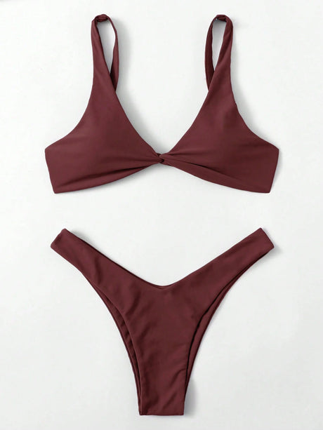 ZTVitality Solid Tie Sexy Bikini 2021 Hot Sale Padded Bra High Leg Bandage Push Up Bikini Set Brazilian Swimsuit Women Swimwear