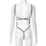 Black Slim Sexy Bodysuit Lingerie Backless Corset Top Patchwork Bodys Para Mujer De Vestir Summer Fashion Trends Women Clothing