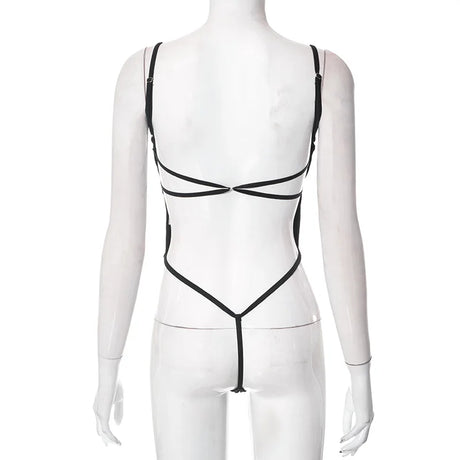 Black Slim Sexy Bodysuit Lingerie Backless Corset Top Patchwork Bodys Para Mujer De Vestir Summer Fashion Trends Women Clothing