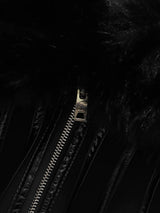 TWOTWINSTYLE Black Slimming Spliced Zipper Jackets for Women Lapel Long Sleeves Tunic Patchwork Fur Fashion Jacket Female New