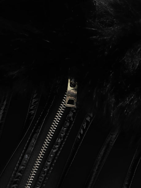 TWOTWINSTYLE Black Slimming Spliced Zipper Jackets for Women Lapel Long Sleeves Tunic Patchwork Fur Fashion Jacket Female New