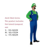 Game Luigi Brothers Uniform Set Cosplay Costumes Funny Anime Adult Men Jumpsuit Woman Dress Halloween Costume