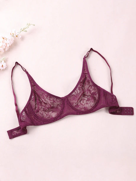 3 Pcs Women's Lace Bra Set Underwire Hollow out Embroidery Sexy plus Size Lingerie Tops Brassiere Underwear B C D E Cup