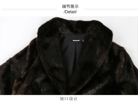 Nerazzurri Autumn Winter Extra Long Thick Warm Brown Fluffy Faux Mink Fur Coat Women Luxury Elegant Chic Furry Overcoat 2024