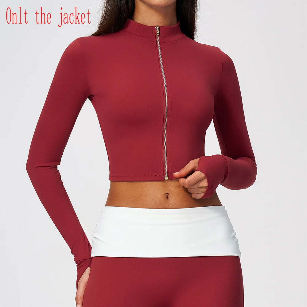 Yoga Long Sleeve Women's Zipper Sports Jacket Fitness Yoga Shirts Gym Top Activewear Running Coats Workout Clothes For Cycling
