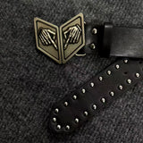Anime Cosplay Rivet Faux‑Leather Waist Belt Unique Gesture‑shaped Metal Buckle Decor Unisex Punk Trouser Strap Fashion Accessory