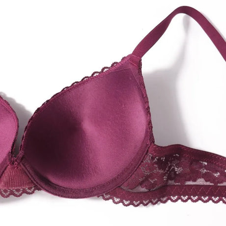 Beauwear 75 80 85 B C Cup Women's 3/4 Cup Plunge Bras Sexy Lace Solid Color Thin Mold Cup Bra Unlined Underwire Bralette 