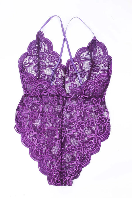 Sexy Plus Size Lingerie Suspenders Multi-color Dark V Transparent Lace Onesie Lace Bodysuit  Porno Costume Sexy Women Open