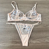 M-XL Luxury Ladies Underwear Floral Embroidery Ultrathin Transparent Lingerie Sets For Women Sexy Push Up Gather Bra Panties