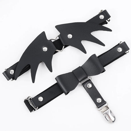 Punk Black Heart Leather Sword Belt Waist Garter Handmade Body Bondage Sexy Leg Suspenders Harness Stockings Belts for Women
