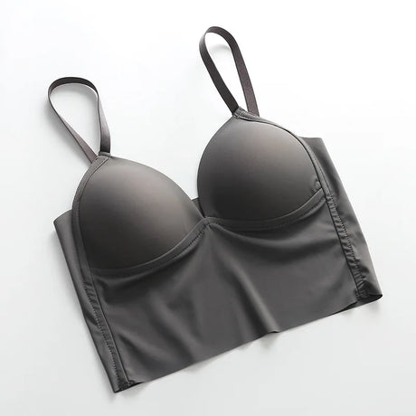 Sexy solid color crop tops sports spaghetti strap tanke top women built in bra off shoulder sleeveless omighty camisole hot