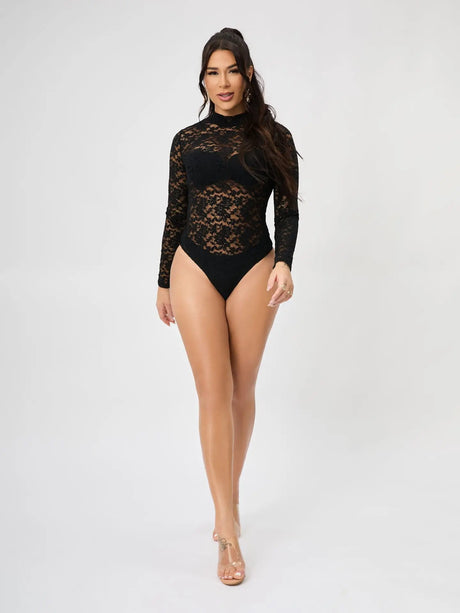 BornToGirl Sexy Bodysuit Women Black White Bodycon Long Sleeve One Pieces Slim Lace Bodysuits Jumpsuit Tops Body Suit Y2K