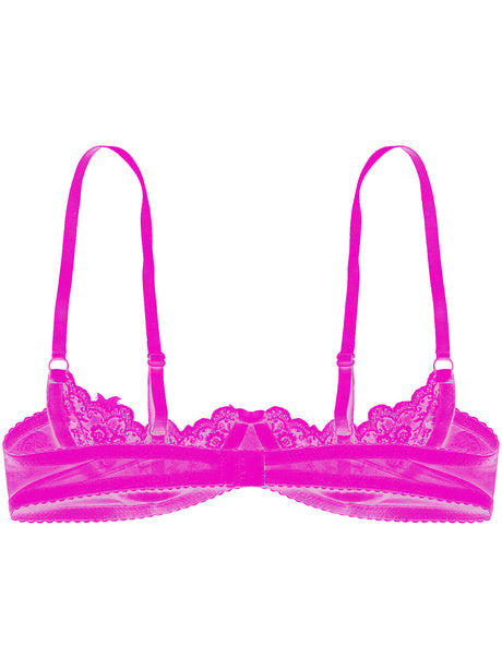 Women's Sexy Open Cup Bra Tops Sheer Floral Lace Underwire Push Up Bralette Cupless Lingerie Exposed Breast Underwear Nightwear