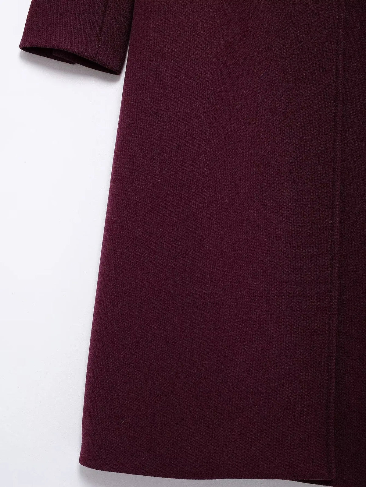HH Women Fashion Burgundy Coat Double Breasted Long Sleeve Lapel Blends Jacket Autumn Winter High Street Outerwear