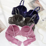 Lace Bra for Women Big Cup 1/2 Sexy Floral Underwire Underwear Ladies Push Up Thin Bra Half Cup 36-42C Black Gather Brassiere
