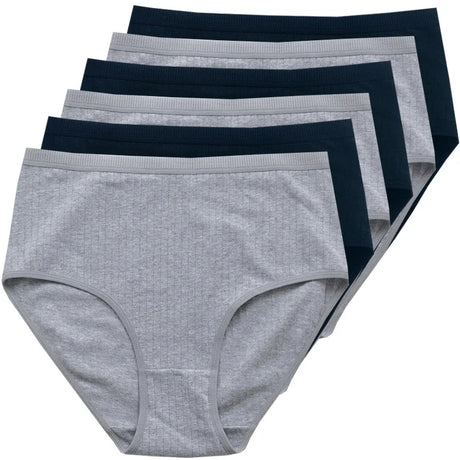 6pcs Cotton Women Panties Lady Plus Size Underwear High Waist Briefs Breathable Solid Color Female Lingerie Shorts