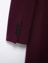 HH Women Fashion Burgundy Coat Double Breasted Long Sleeve Lapel Blends Jacket Autumn Winter High Street Outerwear