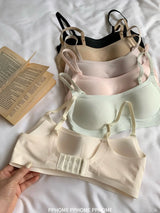 Plunge Neck Floral Demi Cup Bra Small Bust Wirefree Push Up Seamless Invisible Thin Cute Teen Girls Daily Wear Underwear