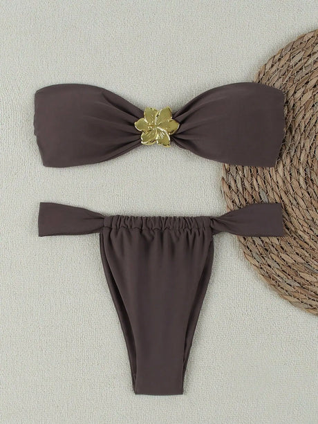 Sexy Cut-Out Bikini Set - Trendy Swimwear for Beach Goddesses Stunning Strapless Bikini Top Two-Piece Swimwear for Women