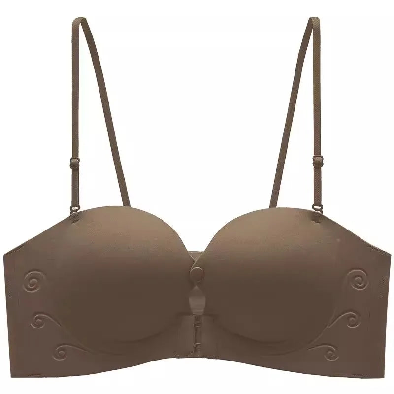 Front Fasten Balconette Bra Strapless - Lift Support Bralette Petite, Non Slip Invisible Comfort Everyday Wear Enhance Small Cup