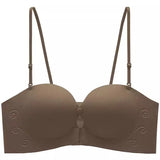Front Fasten Balconette Bra Strapless - Lift Support Bralette Petite, Non Slip Invisible Comfort Everyday Wear Enhance Small Cup