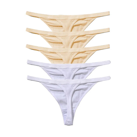 5Pcs Sexy Cotton Thongs Low Waist Seamless Female Comfortable Lingere Underpants Breathable Underwear Women G String
