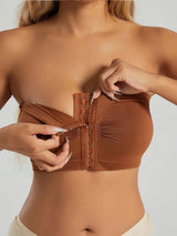 Women's Plus Size Strapless Front Closure Bandeau Bra Seamless Wireless Bralette Tube Top Non-Slip Everyday Brassiere