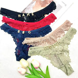 Sexy Custom Thong Name Lace String Customized Women Name Thong Crystal Letters Underwear Personalized Gift for couple