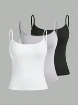 European and American Spring, Summer and Autumn Solid Color Daily Casual Adjustable Suspender Vest Three-Piece Set