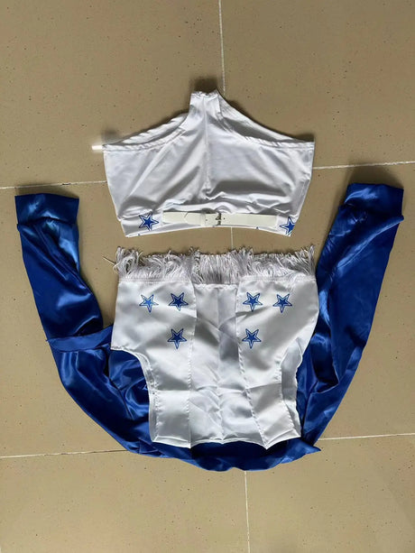 Dallas Cowboys Cheerleader Costume Women Adult High School Girl Cheerleading Sports Meeting Uniform Sexy Top and Shorts Set
