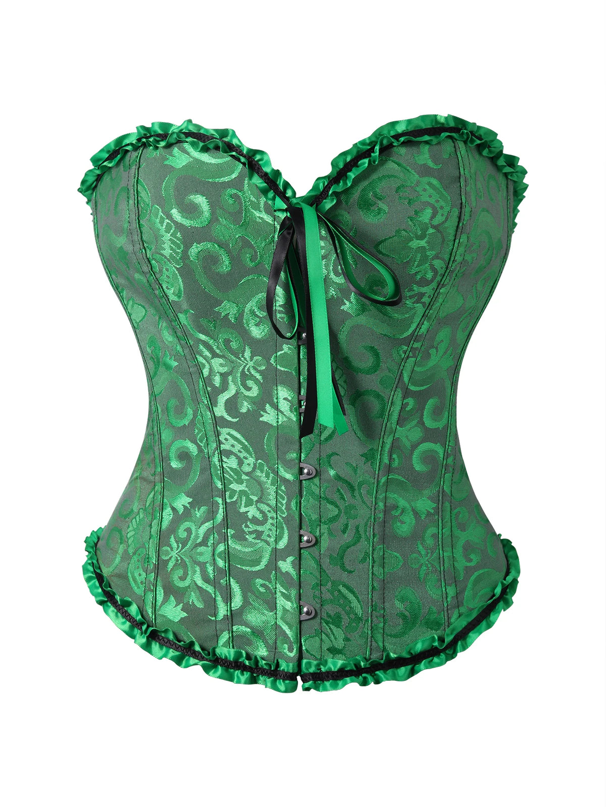 Women Bustier Corset Victorian Gothic Jacquard Front Busk Waist Cincher Halloween Party Wear