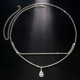 Luxury Women's Rhinestone Double Chain Water Drop Waist chain Crystal Body Belly Chain Fashion Accessory for Special Occasions
