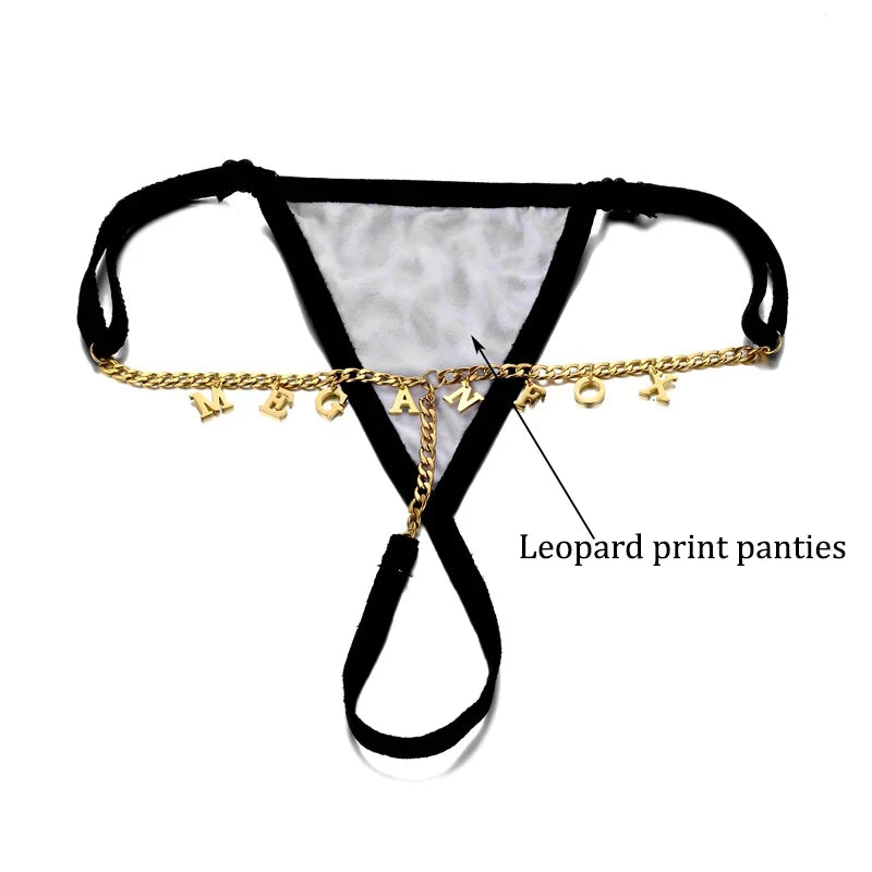 Sexy Women Custom Thong with Letter Metal 12 Constellations Body Waist Chain Jewelry Panties Girl Personalize Underwear Gift