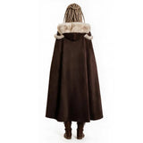 Women New Viking Barbarian Cape Goddess Warrior Plush Cape Retro Plush-Trimmed Hooded Cloak Set Medieval Retro Halloween Costume