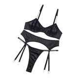 Yimunancy Transparent Bra Underwear Set Women Basic Erotic Sexy Garter Kit Chain Lingerie Set