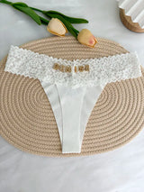 Custom Thong Crystal Letter Name G-string Women Ice Silk Panties Skin Effect Panty Seamless Knickers Girlfriend Anniversary Gift