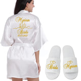 Customized Logo Wedding Date Name Bathrobe Faux Silk Bridal Robe Bride Bridesmaid Wedding Robes Woman Bachelorette Preparewear