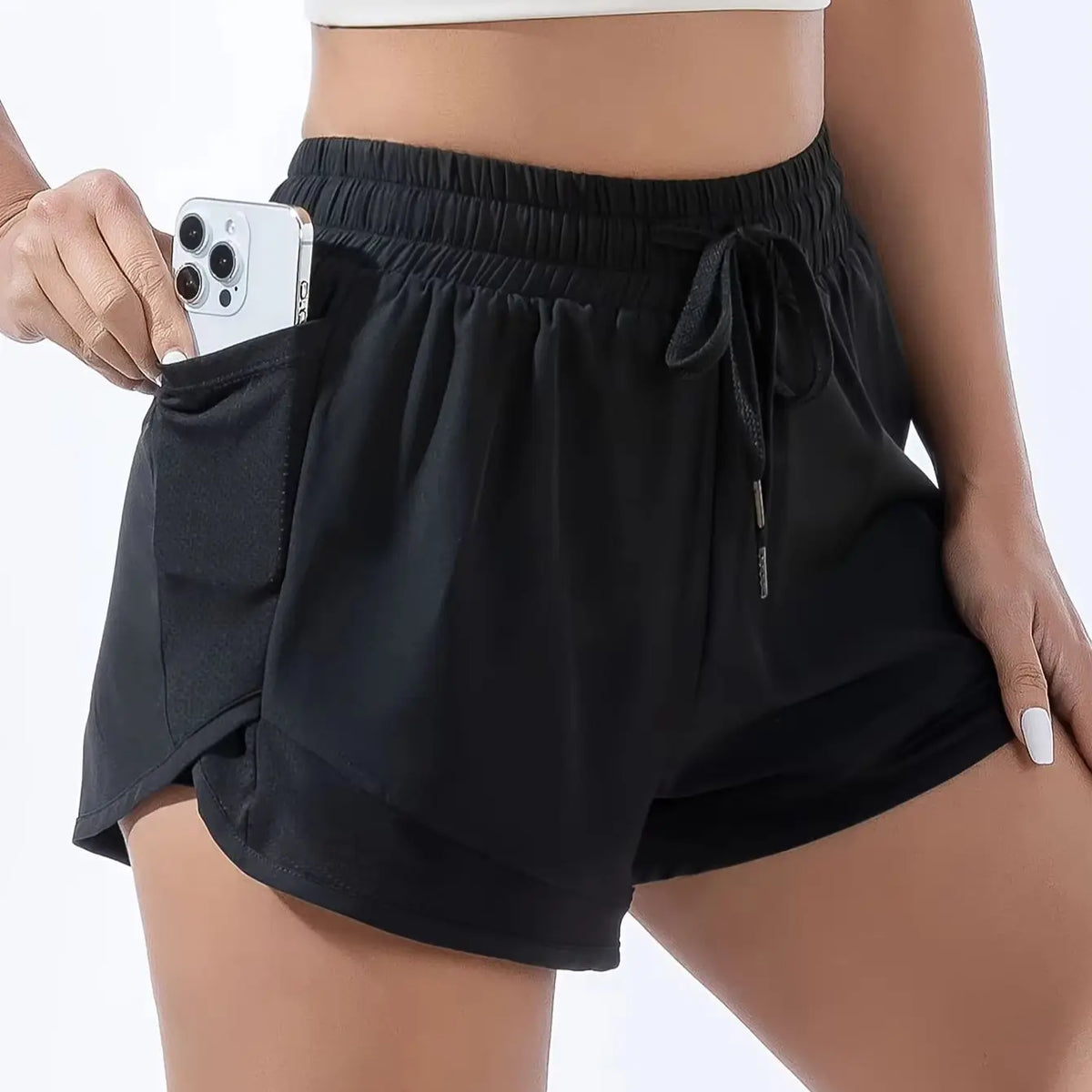 Women High Waist Quick Dry 2‑in‑1 Sports Shorts Anti‑Chafing Liner Running Marathon Yoga Fitness Casual Summer Shorts