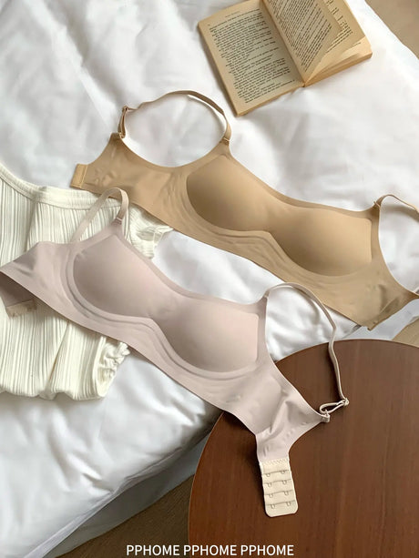 Plunge Neck Floral Demi Cup Bra Small Bust Wirefree Push Up Seamless Invisible Thin Cute Teen Girls Daily Wear Underwear