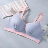 Double Buckle Nursing Bra Anti-sagging Breathable Pregnancy Bralette Pure Cotton Comfortable Nursing Bralette for Breastfeeding