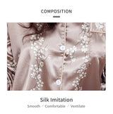 Women Satin Pajama Casual Sleepwear Home Clothes Suit Autumn Long Sleeve Button Up Top & Pants Nightwear Loungewear Pyjama Femme