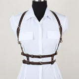 Women Faux Leather Set Steampunk Chest Harness Belt + Thigh Holster Medieval Pirate Cosplay Costume Accessories Halloween