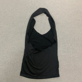 Summer Sexy Solid Color Deep V-Neck Backpack Hip Dress Elegant Fashionable Mini Skirt for Party Hanging Neck Design