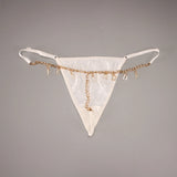 Personality Sexy Custom Name Gold Metal Letter Thong Panties Waist G-Strings Exotic Lingerie Breathable Underwear Ladies