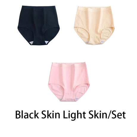 3PCS/Set M-3XL Women Plus Size Panties Cotton Underwear Lingerie 6 Solid Colors Sexy Female High Waist Seamless Briefs NKT2119