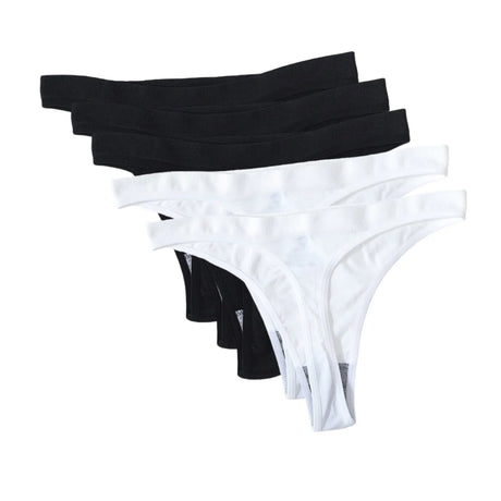 5Pcs/Set Women Brazilian Panties High Waist Thongs G-string Female Underpants Solid Color T-back Underwear Sexy Lingerie M-XL